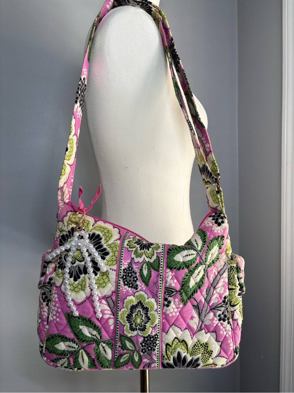 Vera Bradley Y2K Quilted Floral Shoulder Bag in Priscilla Pink